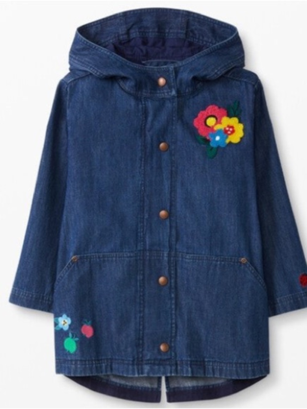 Hanna Andersson Blue Denim Jacket with Embroidered Flowers